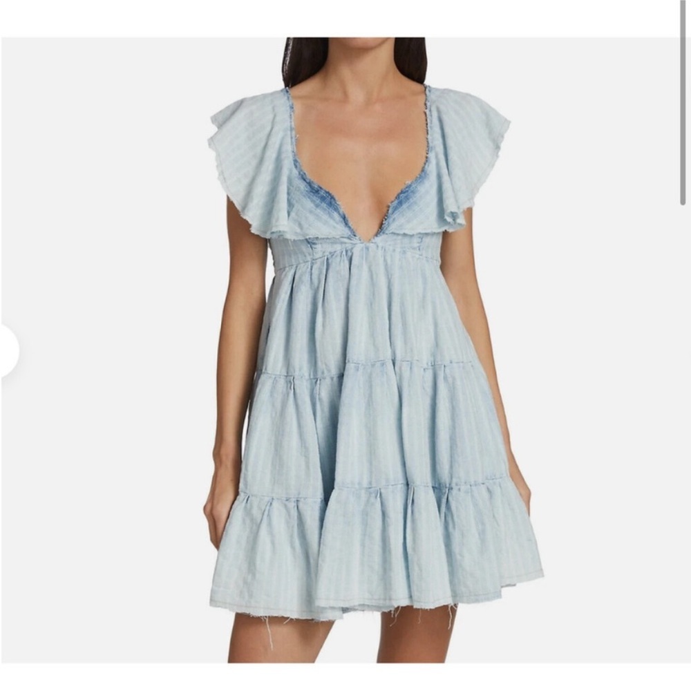 Light Blue Free People Ruffled Dress - Picture 3 of 5